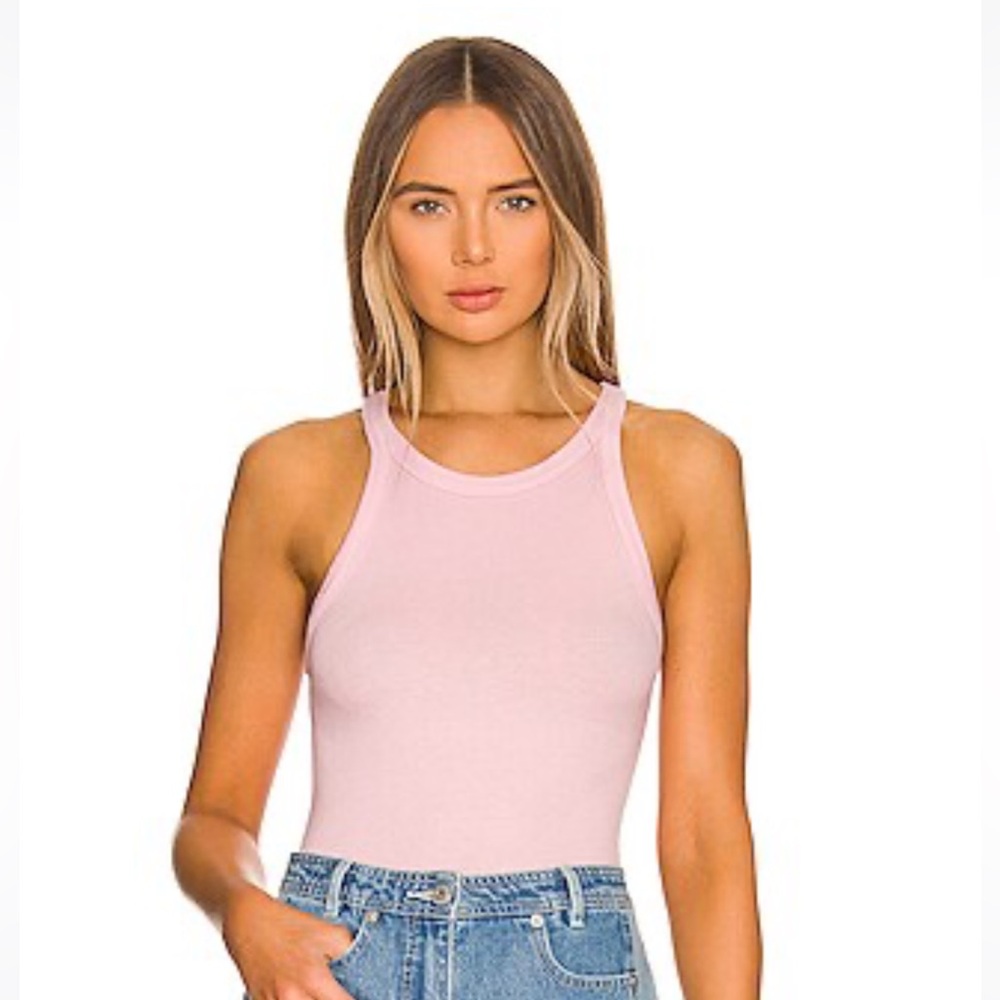 RIB NARROW TANK IN BUBBLEGUM Monrow Size XS